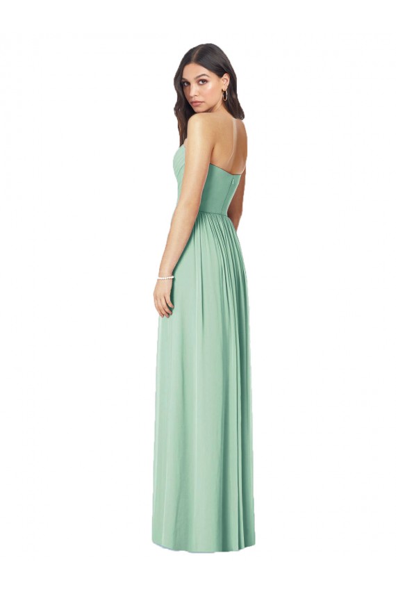 Cheap Draped Sweetheart Strapless Long Chiffon Bridesmaid Dress UK