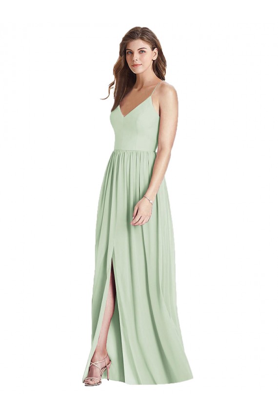 Cheap Criss Cross Strap Backless Maxi Long Chiffon Bridesmaid Dress UK