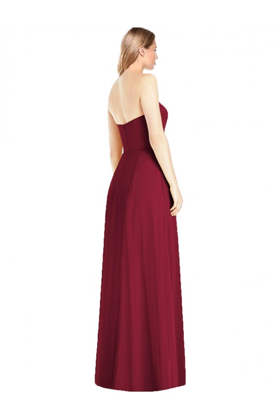 Cheap Strapless Notch Chiffon Maxi Bridesmaid Dress UK