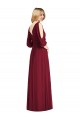 Cheap Draped V-Neck Bell Sleeves V-Back Chiffon Bridesmaid Dress UK