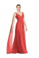 Cheap Full-Length V-Neck Chiffon Bridesmaid Dress Streamers Back UK