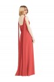 Cheap Full-Length V-Neck Chiffon Bridesmaid Dress Streamers Back UK