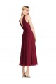 Cheap Midi Length Halter Plunging V-Back Chiffon Bridesmaid Dress / Cocktail Dress UK