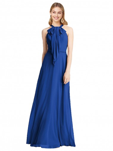 Cheap Plunging V-Back Long Full Length Chiffon Bridesmaid Dress UK