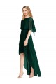 Cheap Plunging V Back Flutter Sleeves Cocktail Length Chiffon Bridesmaid Dress UK