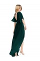 Cheap Plunging V Back Flutter Sleeves Cocktail Length Chiffon Bridesmaid Dress UK