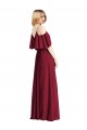 Cheap Spaghetti Straps V-Neck Chiffon Bridesmaid Dress with Sash Tie UK