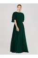 Cheap Full-Length Flutter Sleeves Plunging V Back Chiffon Bridesmaid Dress UK