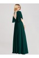 Cheap Full-Length Flutter Sleeves Plunging V Back Chiffon Bridesmaid Dress UK