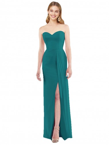 Cheap Sweetheart Neckline Lux Chiffon Bridesmaid Dress with Side Slit UK