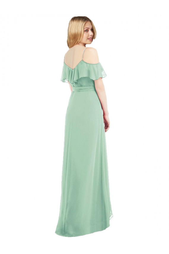 Cheap High Low Off the Shoulder Wrap Chiffon Bridesmaid Dress  UK