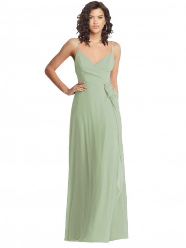 Cheap V-Neck Low Back Maxi Formal Wrap Chiffon Bridesmaid Dress UK