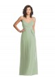Cheap V-Neck Low Back Maxi Formal Wrap Chiffon Bridesmaid Dress UK