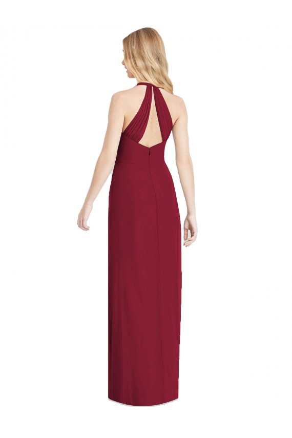 Cheap V-Neck Halter Chiffon Maxi Formal Bridesmaid Dress Open Back UK