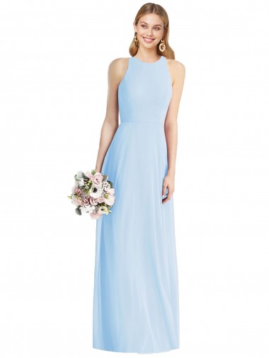 Cheap Sleeveless Halter Chiffon Maxi Bridesmaid Dress UK