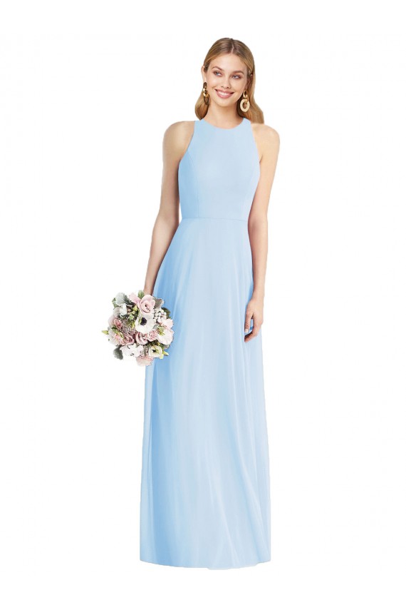 Cheap Sleeveless Halter Chiffon Maxi Bridesmaid Dress UK