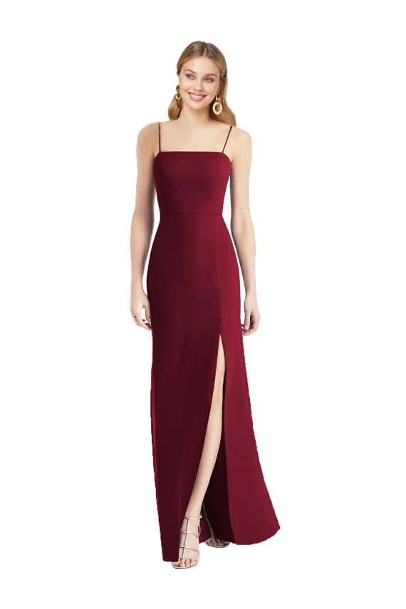 Cheap Tie-Back Cutout Trumpet Chiffon Bridesmaid Dress with Front Slit UK