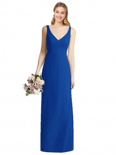 Cheap Sleeveless V-Back Long Trumpet Chiffon Bridesmaid Dress UK