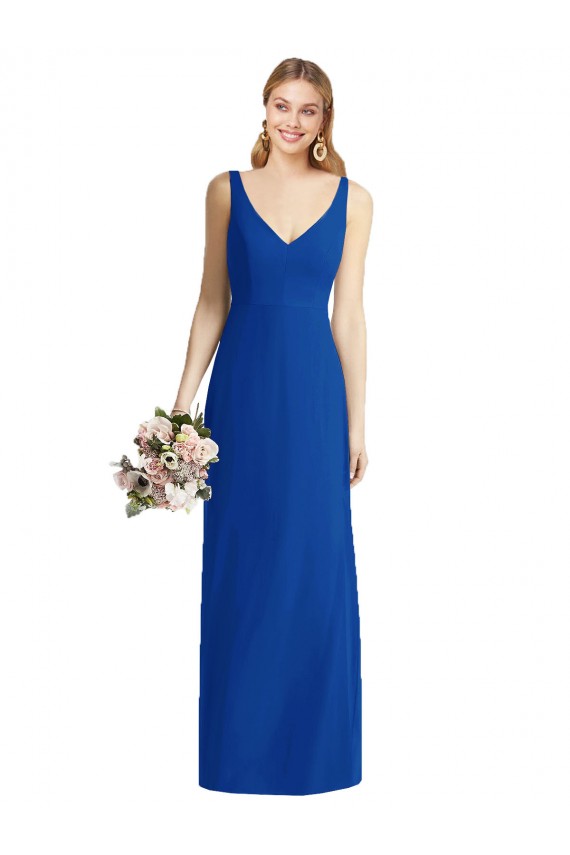Cheap Sleeveless V-Back Long Trumpet Chiffon Bridesmaid Dress UK