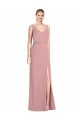Cheap Blouson Bodice Chiffon Bridesmaid Dress with Front Slit UK