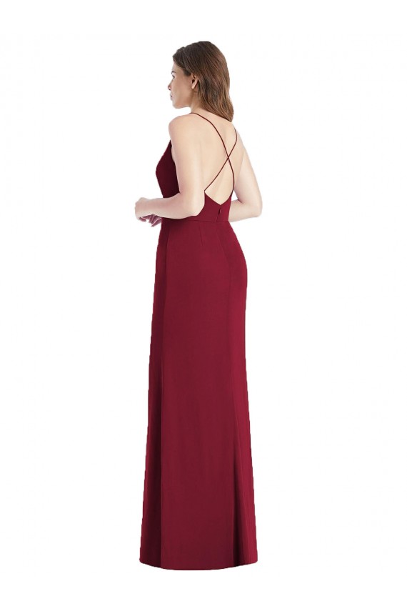 Cheap Criss Cross Back Mermaid Wrap Chiffon Bridesmaid Dress UK