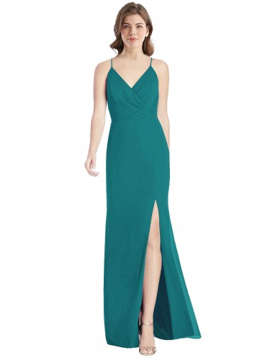 Cheap Criss Cross Back Mermaid Wrap Chiffon Bridesmaid Dress UK