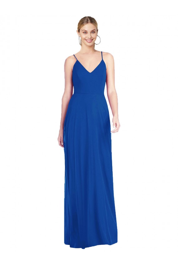 Cheap Criss Cross Back A-Line Chiffon Maxi Bridesmaid Dress UK