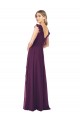 Cheap Ruffle Cap Sleeves Long Chiffon Bridesmaid Dress UK