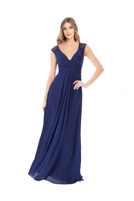 Cheap Embroidered Keyhole Back Chiffon Bridesmaid Dress UK
