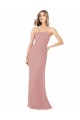 Cheap Draped Strapless Sheath Long Chiffon Bridesmaid Dress UK