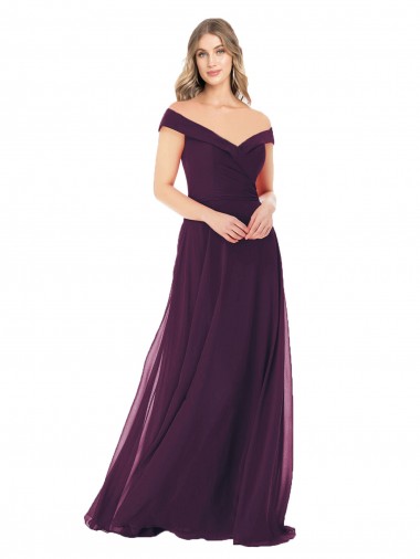 Cheap Classic Off the Shoulder Draped Chiffon Bridesmaid Dress UK
