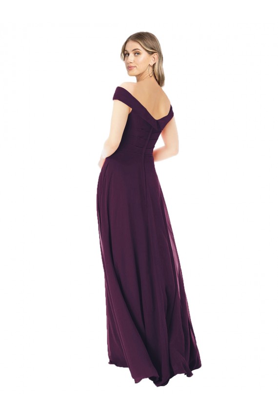 Cheap Classic Off the Shoulder Draped Chiffon Bridesmaid Dress UK