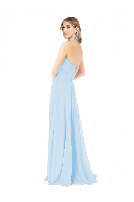 Cheap Criss Cross High Neck Halter Chiffon Bridesmaid Dress UK