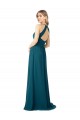 Cheap Draped High Neck Keyhole Back Bridesmaid Dress with Front Slit UK