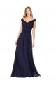 Cheap Off the Shoulder Classic Chiffon Bridesmaid Dress with Draped Bodice UK