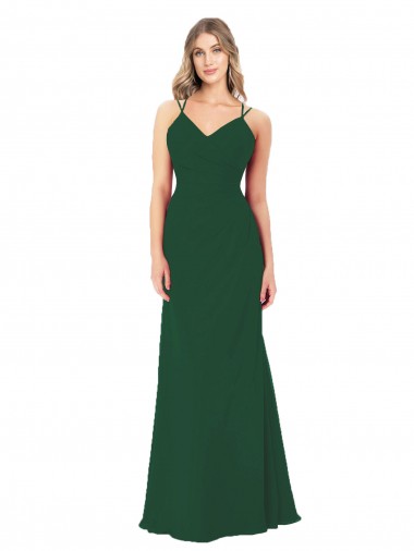 Cheap Criss Cross Strappy Chiffon Bridesmaid Dress UK