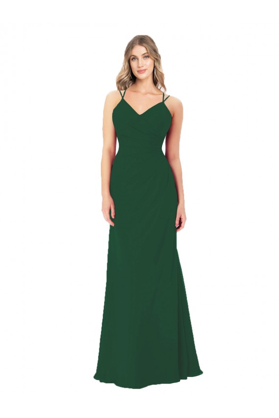Cheap Criss Cross Strappy Chiffon Bridesmaid Dress UK