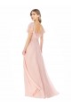 Cheap Flutter Cap Sleeves Square Neck Ruffle Chiffon Bridesmaid Dress with Pockets UK
