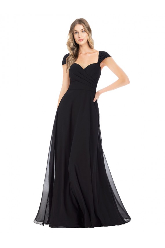 Cheap Sweetheart Cap Sleeves Chiffon Bridesmaid Dress UK