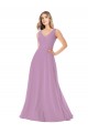 Cheap Simple Chiffon V-Neck Bridesmaid Dress with Draped V-Back UK