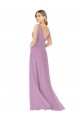 Cheap Simple Chiffon V-Neck Bridesmaid Dress with Draped V-Back UK