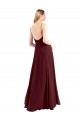 Cheap Spaghetti Straps V-Neck Long Chiffon Bridesmaid Dress with Side Slit UK