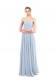 Cheap Luxe Chiffon Straight Neckline Long Chiffon Bridesmaid Dress with Skinny Straps UK