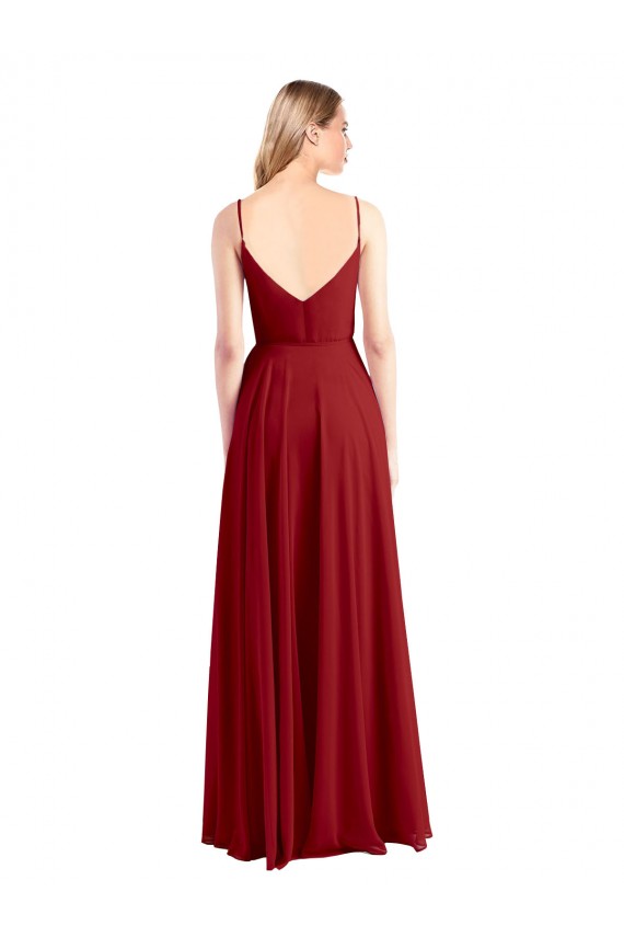 Cheap A-Line Spaghetti Straps V-Neckline Chiffon Bridesmaid Dress Open Back UK