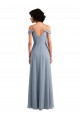 Cheap Off the Shoulder Folded Sleeve Long Chiffon Bridesmaid Dress with High Side Slit UK