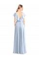 Cheap V-Neck A-Line Flutter Sleeves Long Chiffon Wrap Style Bridesmaid Dress UK