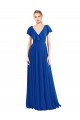 Cheap V-Neck A-Line Flutter Sleeves Long Chiffon Wrap Style Bridesmaid Dress UK