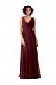 Cheap Draped Cowl Neck Long Chiffon Bridesmaid Dress with Wide Straps UK