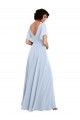 Cheap Split Flutter Sleeves V-Neck Chiffon Bridesmaid Dress with Open V-Back UK