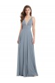 Cheap Fitted V-Neckline Long Chiffon Bridesmaid Dress with V-Back UK